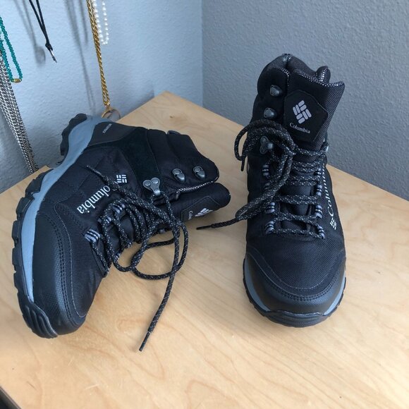 COLUMBIA Harper Forest Omni-Heat Waterproof Hiking Boots Mens 9 Black YM0729 - Picture 2 of 11